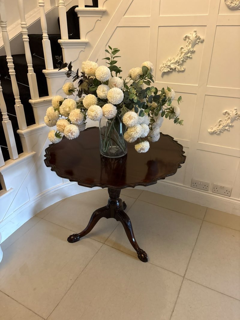 Antique George III Mahogany Piecrust Tilt Top Dining Centre Table - Image 2
