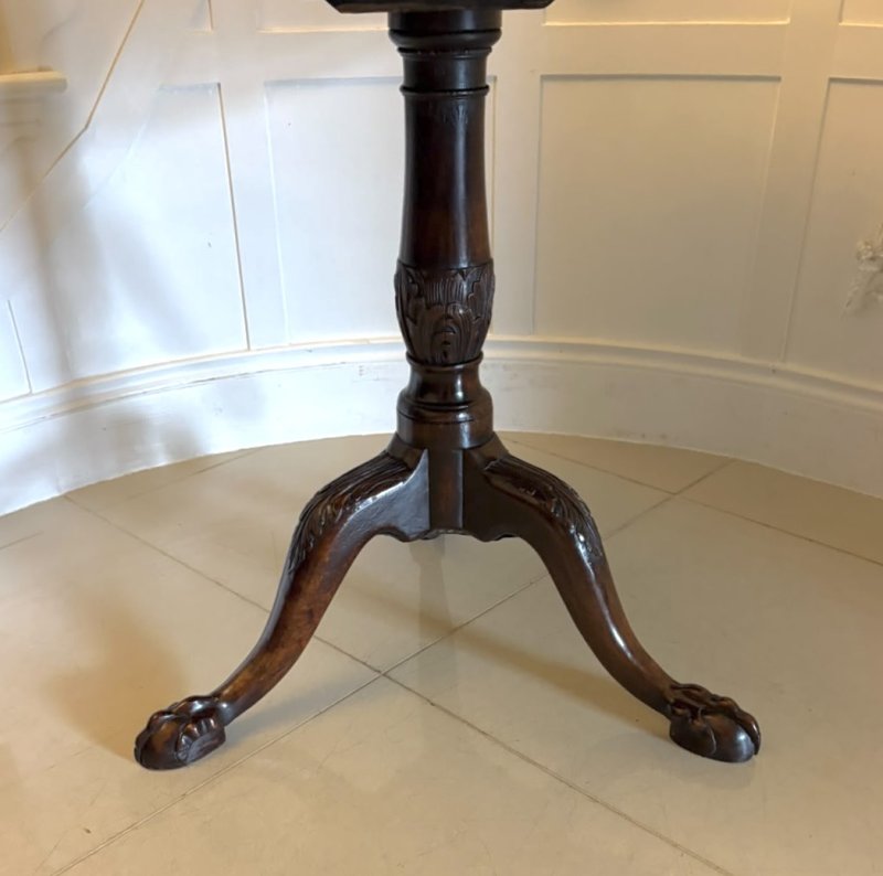 Antique George III Mahogany Piecrust Tilt Top Dining Centre Table - Image 9