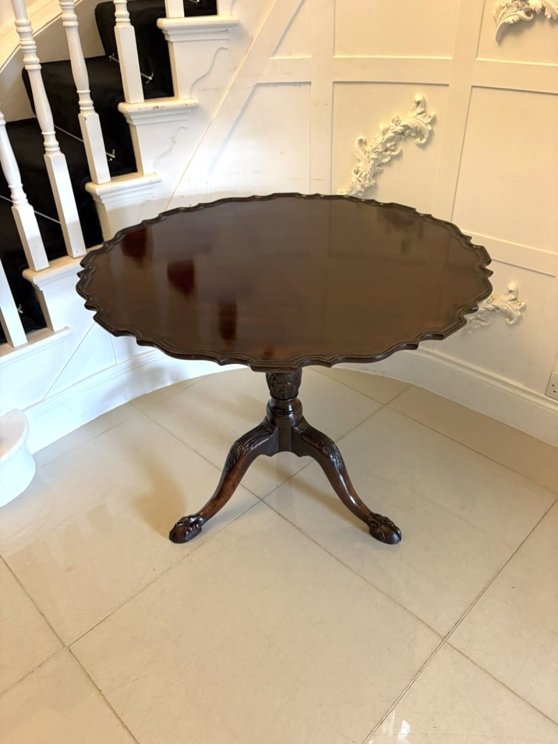 Antique George III Mahogany Piecrust Tilt Top Dining Centre Table - Image 4
