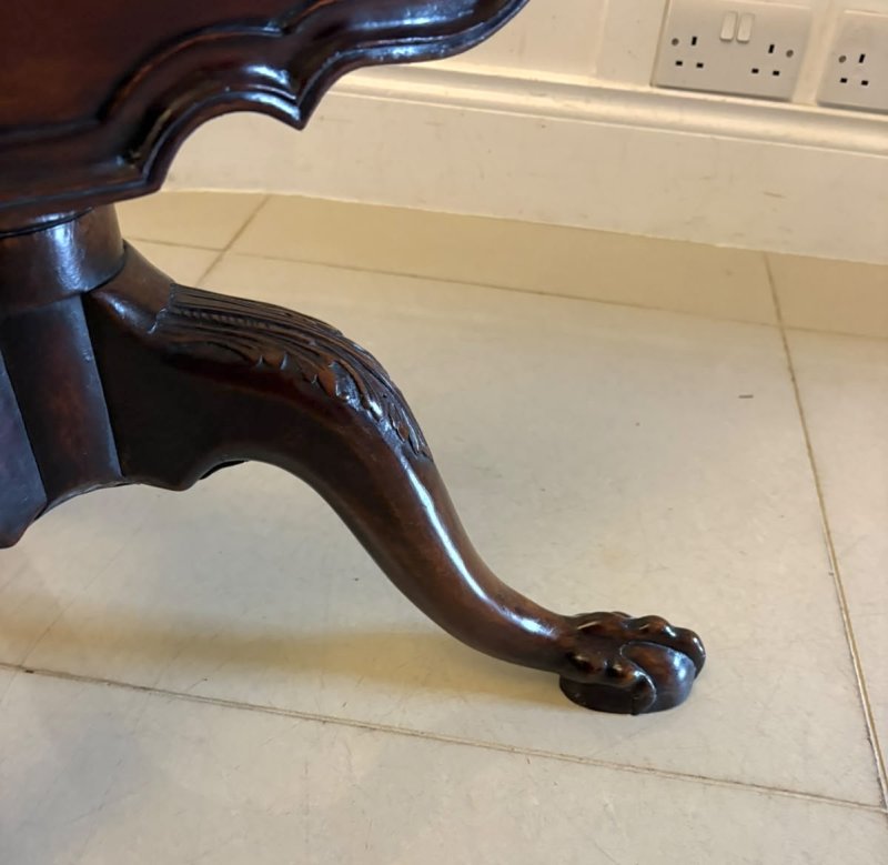 Antique George III Mahogany Piecrust Tilt Top Dining Centre Table - Image 12