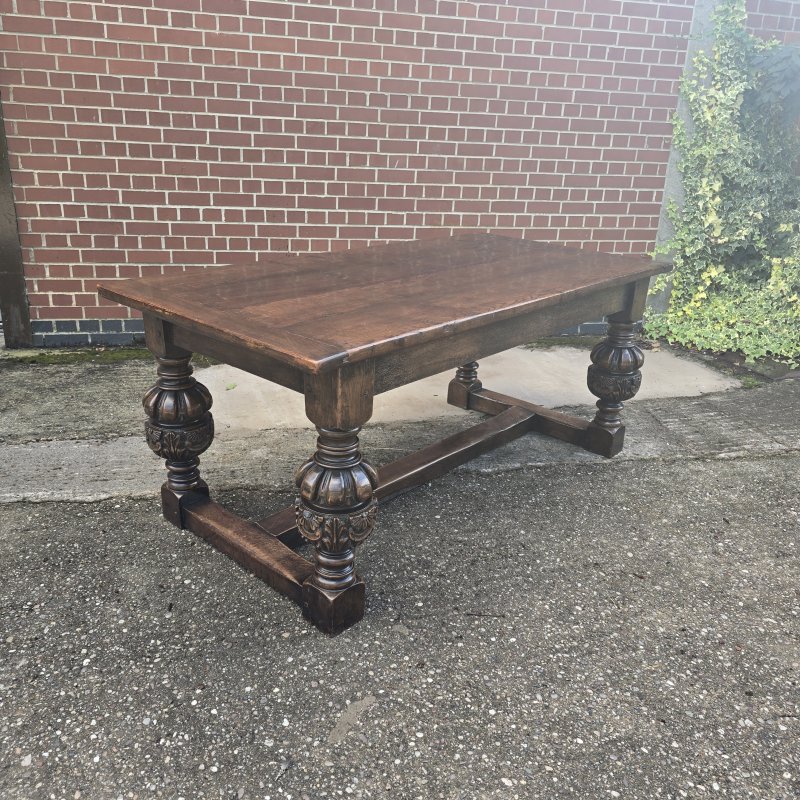 Elizabethan Oak Refrectory Farmhouse Dining Table - Image 11