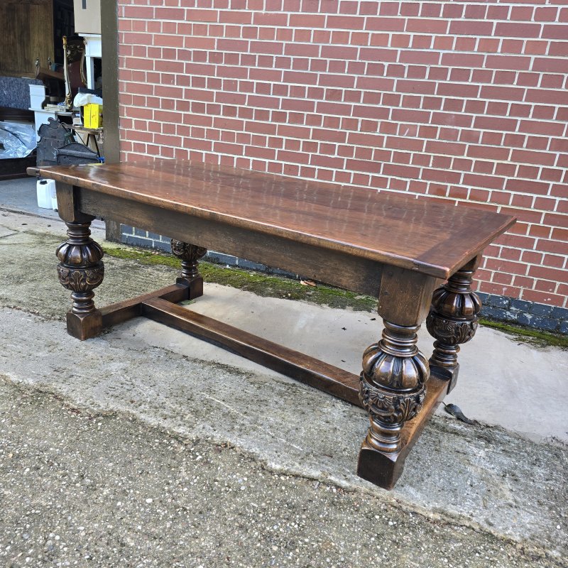 Elizabethan Oak Refrectory Farmhouse Dining Table - Image 17