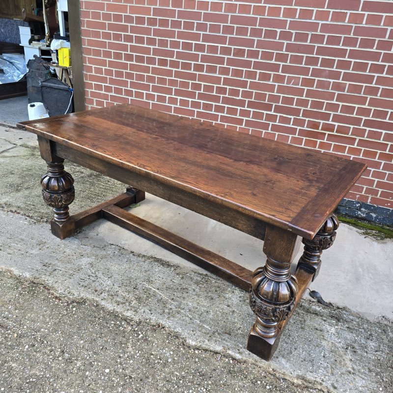 Elizabethan Oak Refrectory Farmhouse Dining Table - Image 18