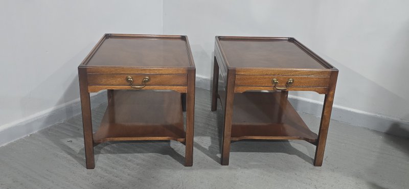 Pair Solid Mahogany Lamp End Tables - Image 3