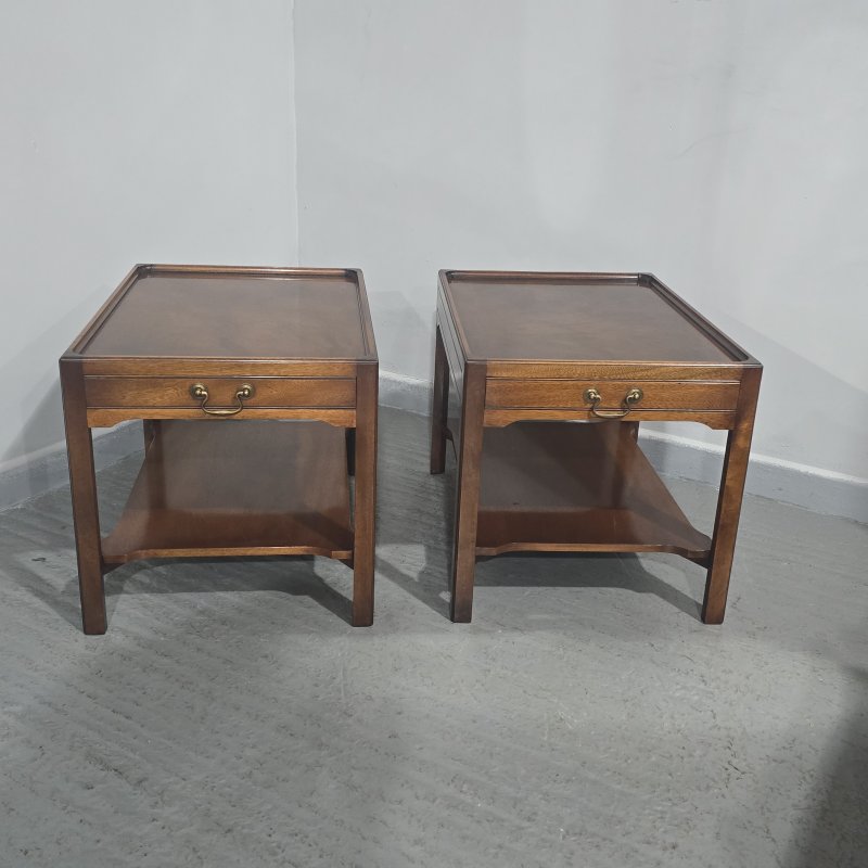 Pair Solid Mahogany Lamp End Tables - Image 2