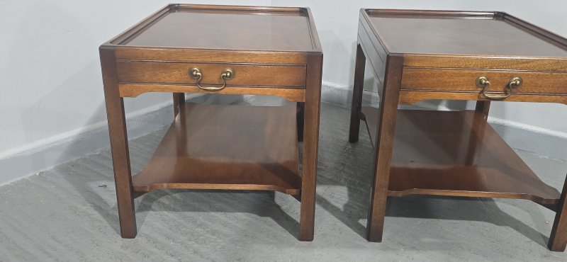 Pair Solid Mahogany Lamp End Tables - Image 4