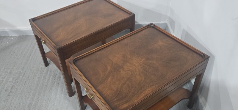Pair Solid Mahogany Lamp End Tables - Image 5