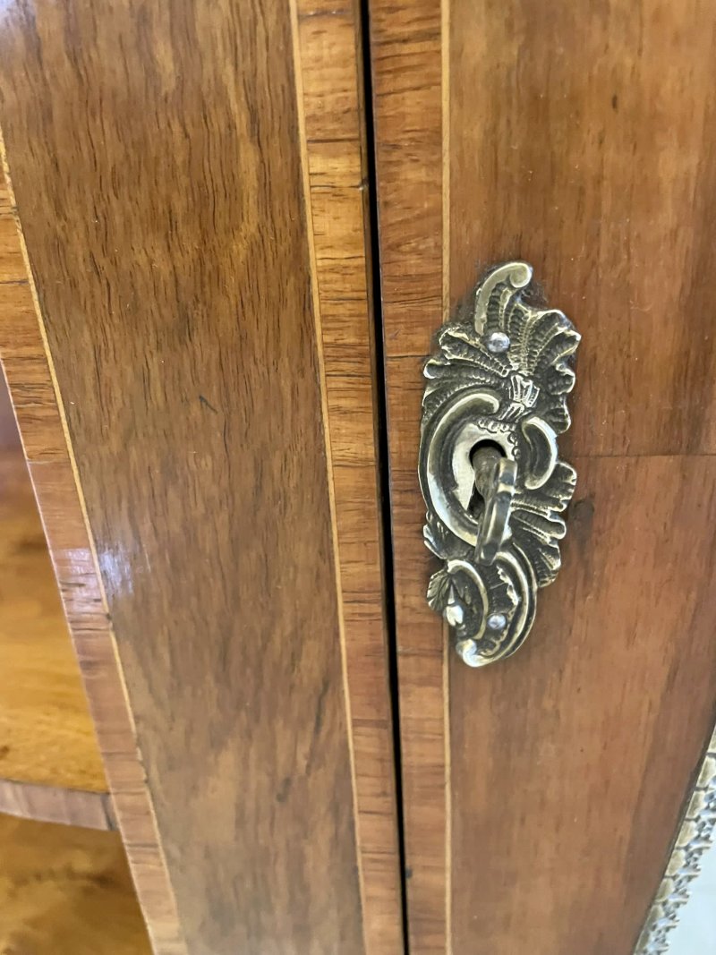 Antique Victorian Burr Walnut Ormolu Mounted Credenza Cabinet Sideboard - Image 12