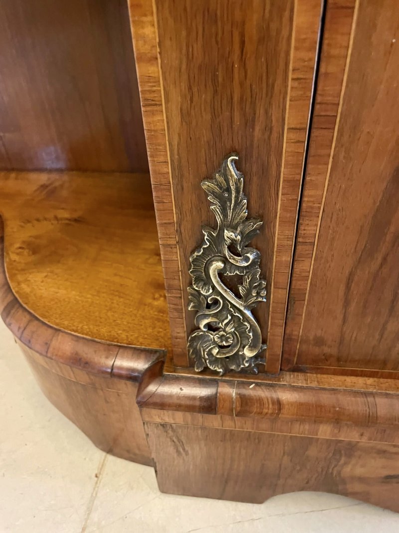 Antique Victorian Burr Walnut Ormolu Mounted Credenza Cabinet Sideboard - Image 10