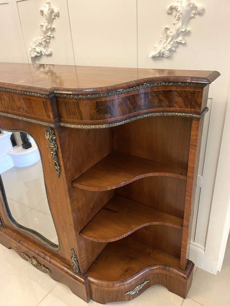 Antique Victorian Burr Walnut Ormolu Mounted Credenza Cabinet Sideboard - Image 14