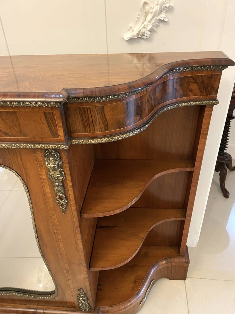 Antique Victorian Burr Walnut Ormolu Mounted Credenza Cabinet Sideboard - Image 11