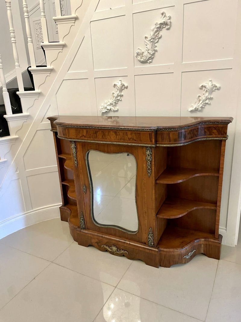 Antique Victorian Burr Walnut Ormolu Mounted Credenza Cabinet Sideboard - Image 3