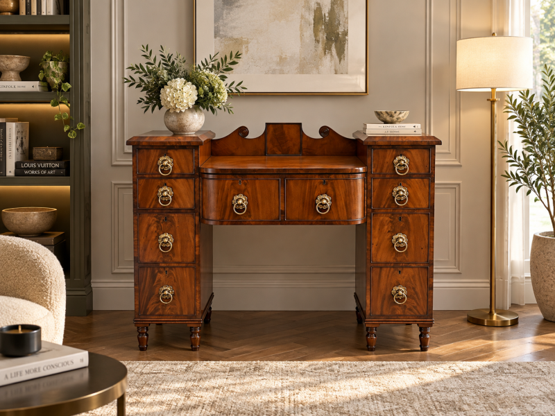 Rare Antique Regency Mahogany Secretaire Sideboard Writing Desk - Image 2