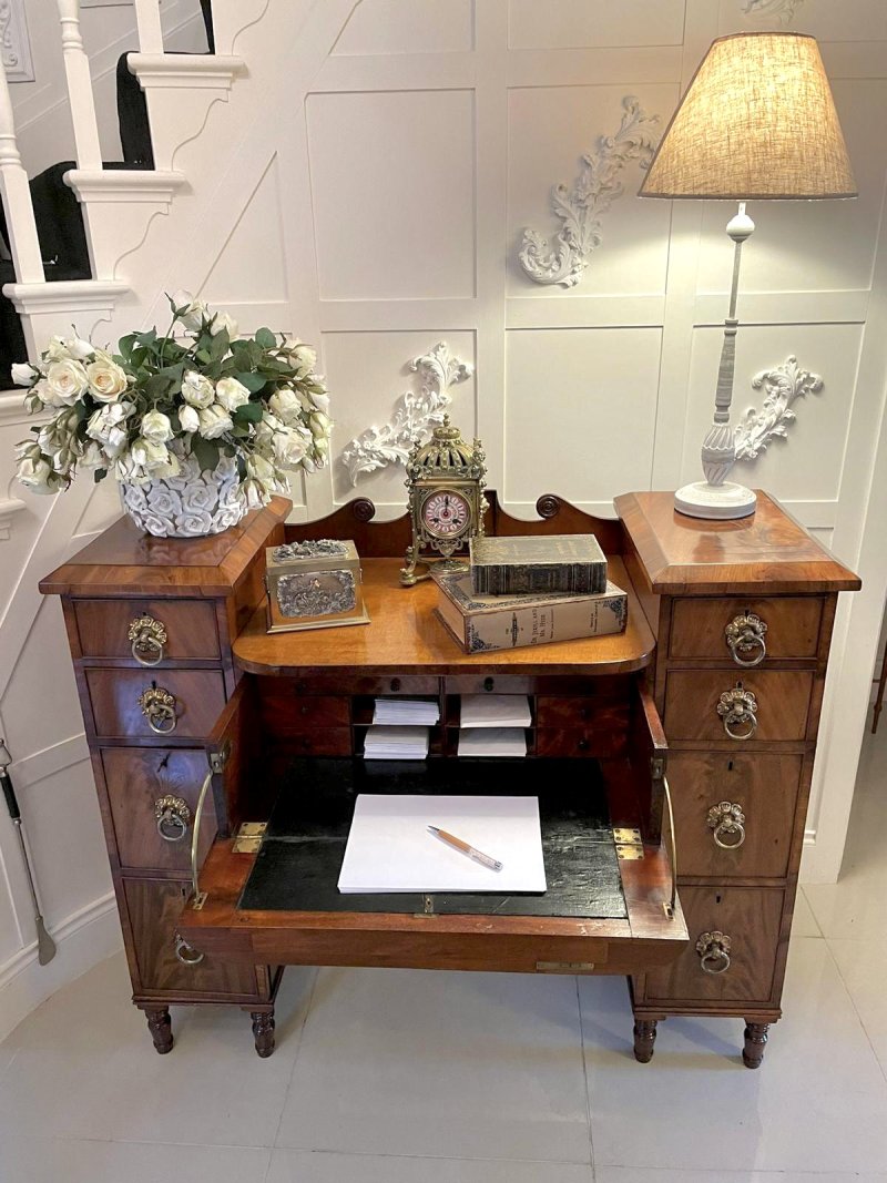 Rare Antique Regency Mahogany Secretaire Sideboard Writing Desk - Image 3