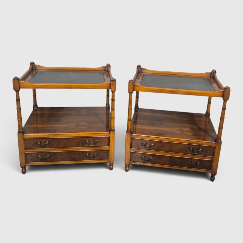 Excellent Pair Yew Lamp Tables