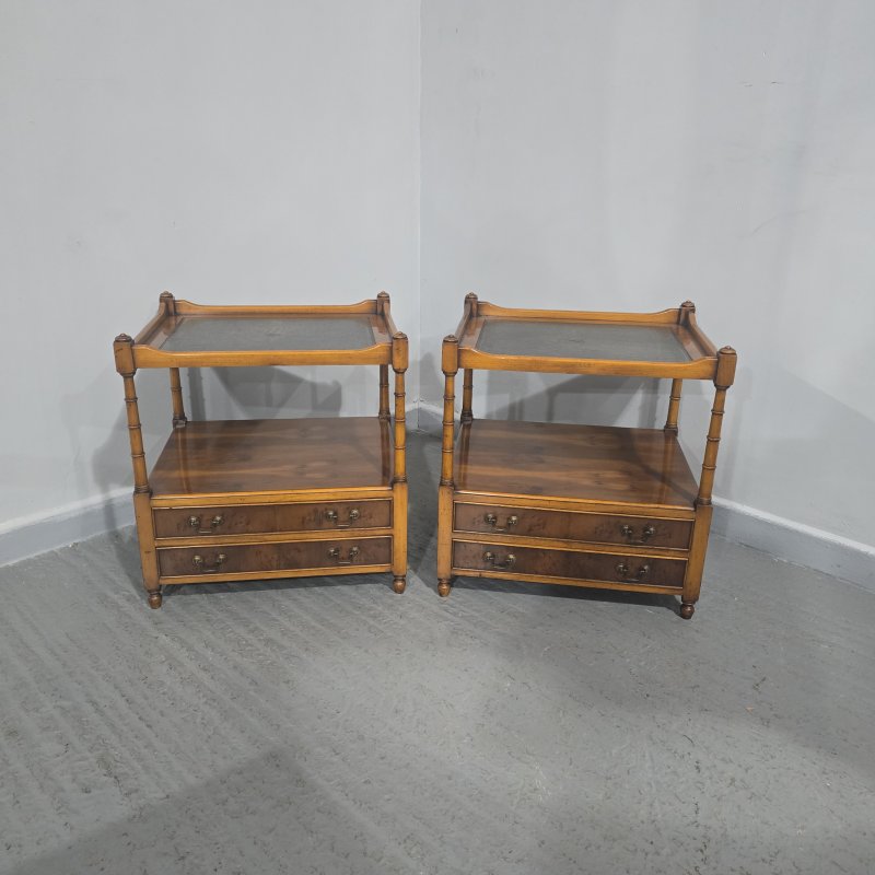Excellent Pair Yew Lamp Tables - Image 3