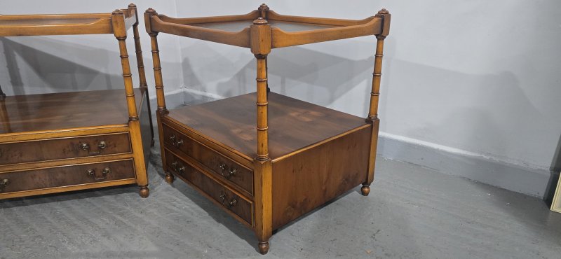 Excellent Pair Yew Lamp Tables - Image 7