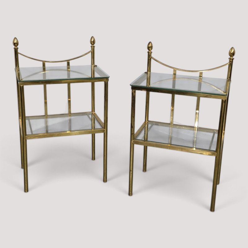 Pair of Brass & Glass Lamp Tables