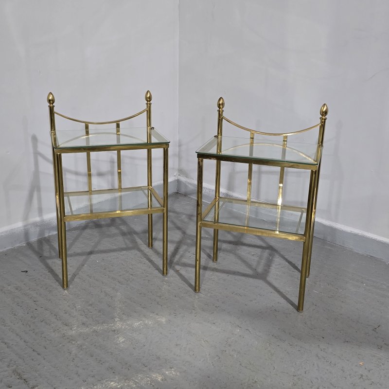 Pair of Brass & Glass Lamp Tables - Image 2