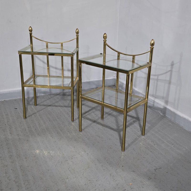 Pair of Brass & Glass Lamp Tables - Image 4