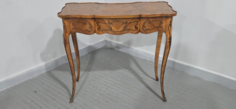 Small & Very Pretty French Marquetry Writing Table - Image 7