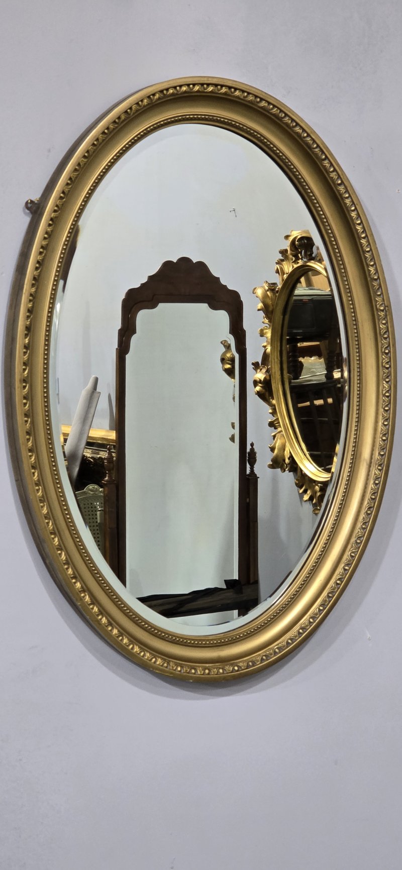 Oval English Gilt Wall Mirror 52 - Image 8