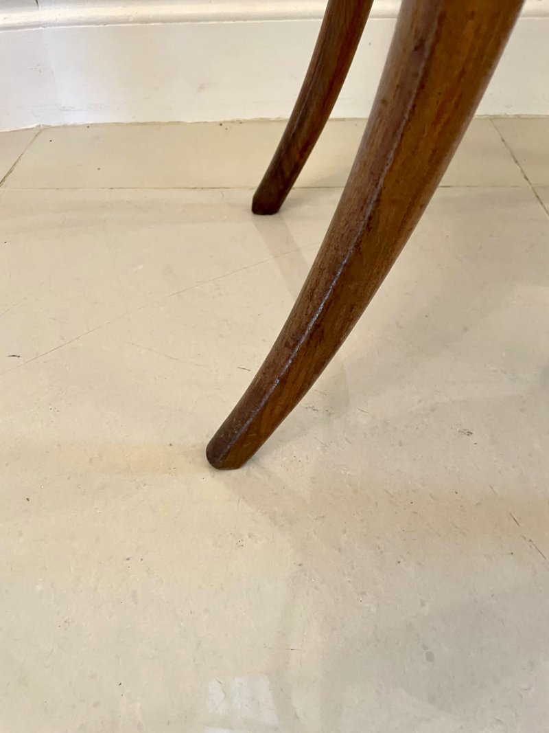 Antique Victorian Walnut Set of 6 Carved Balloon Back Dining Chairs - Image 8