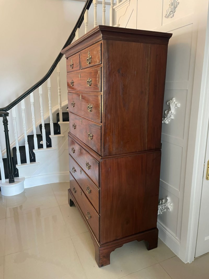 Antique Georgian Mahogany Chest on Chest / Tall Chest of Drawers - Image 5
