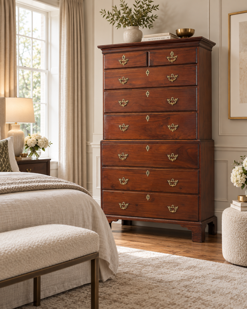 Antique Georgian Mahogany Chest on Chest / Tall Chest of Drawers - Image 3