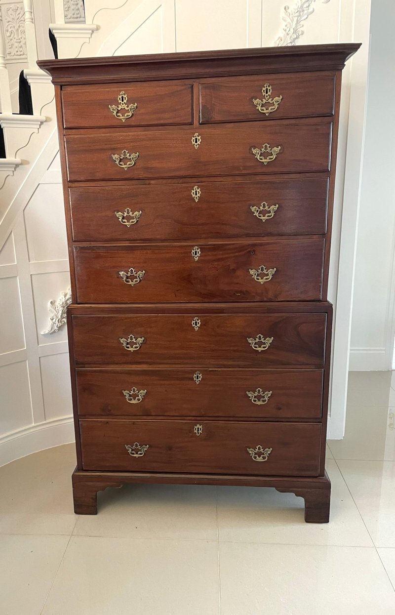 Antique Georgian Mahogany Chest on Chest / Tall Chest of Drawers