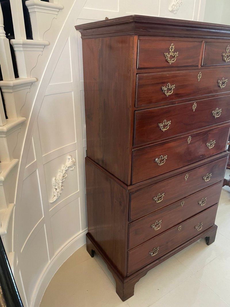 Antique Georgian Mahogany Chest on Chest / Tall Chest of Drawers - Image 6