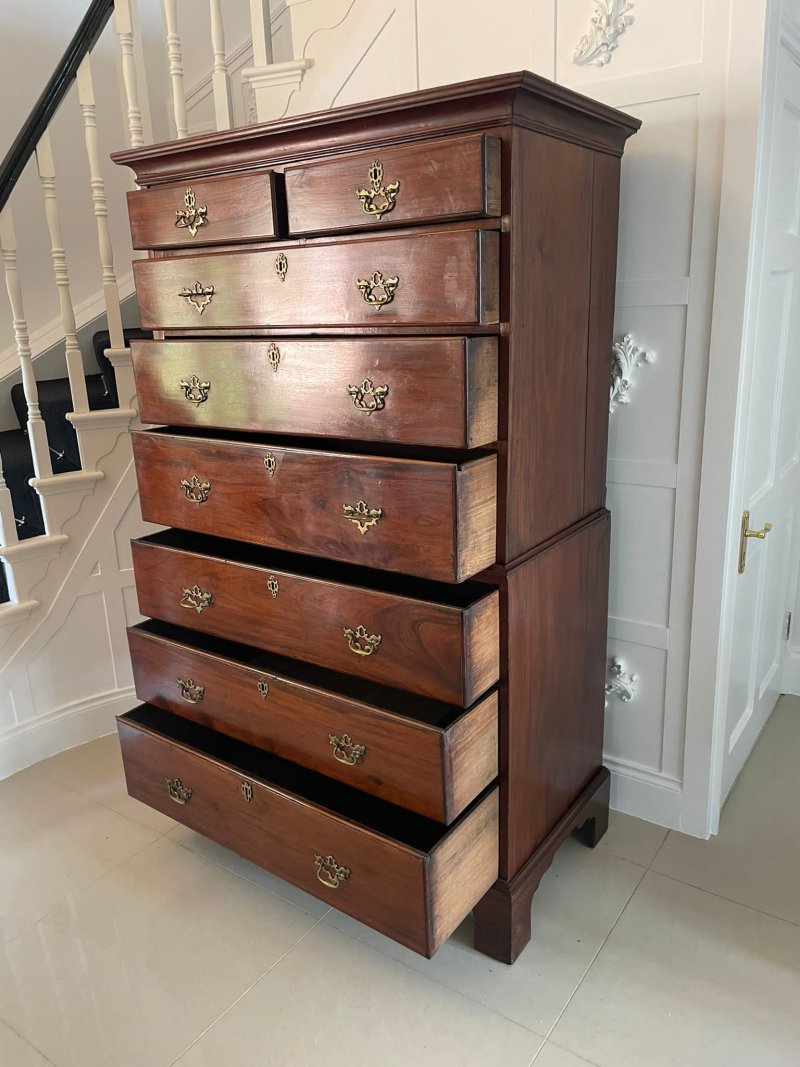 Antique Georgian Mahogany Chest on Chest / Tall Chest of Drawers - Image 4