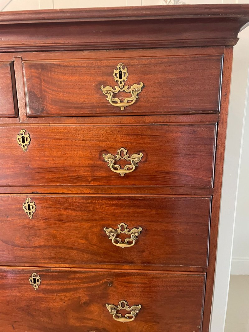 Antique Georgian Mahogany Chest on Chest / Tall Chest of Drawers - Image 11