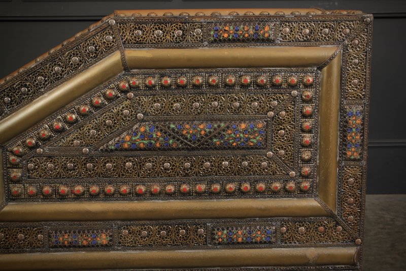 Moroccan Embossed Metal & Leather Sofa - Image 12