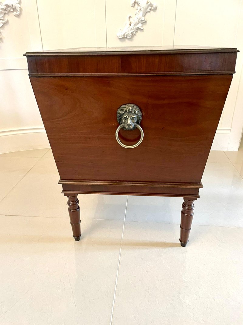 Antique Georgian Mahogany Cellarette Wine Cooler Side Table - Image 7