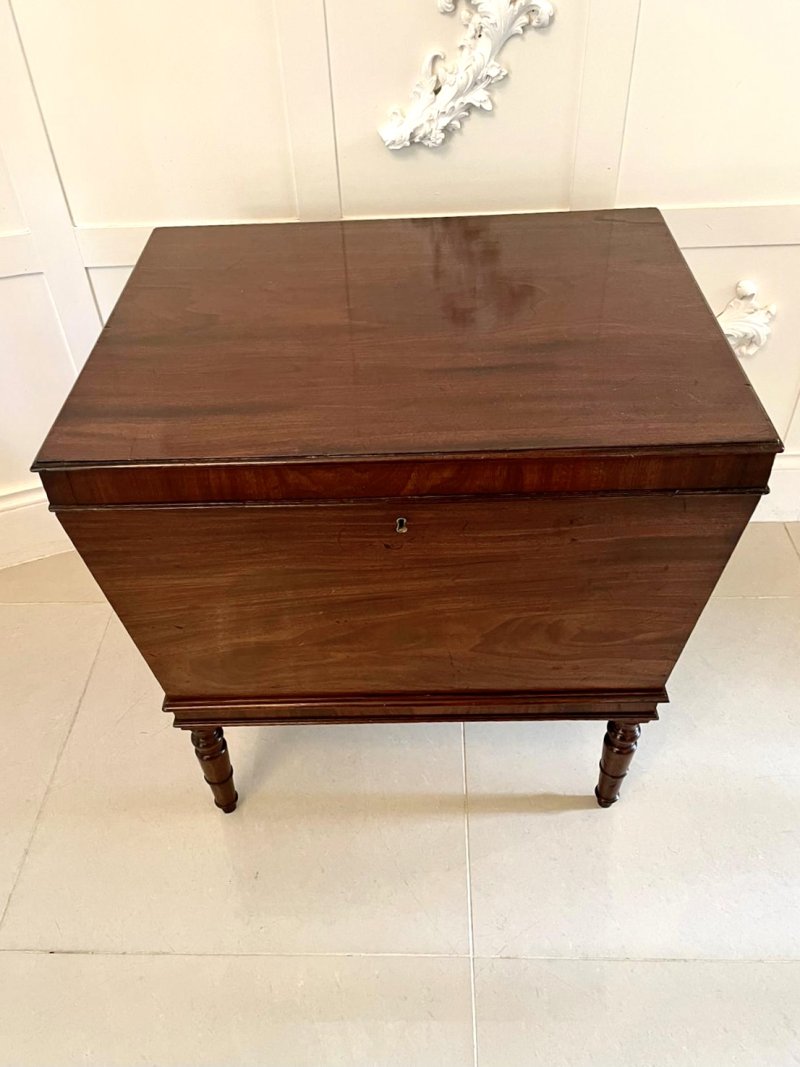 Antique Georgian Mahogany Cellarette Wine Cooler Side Table - Image 11