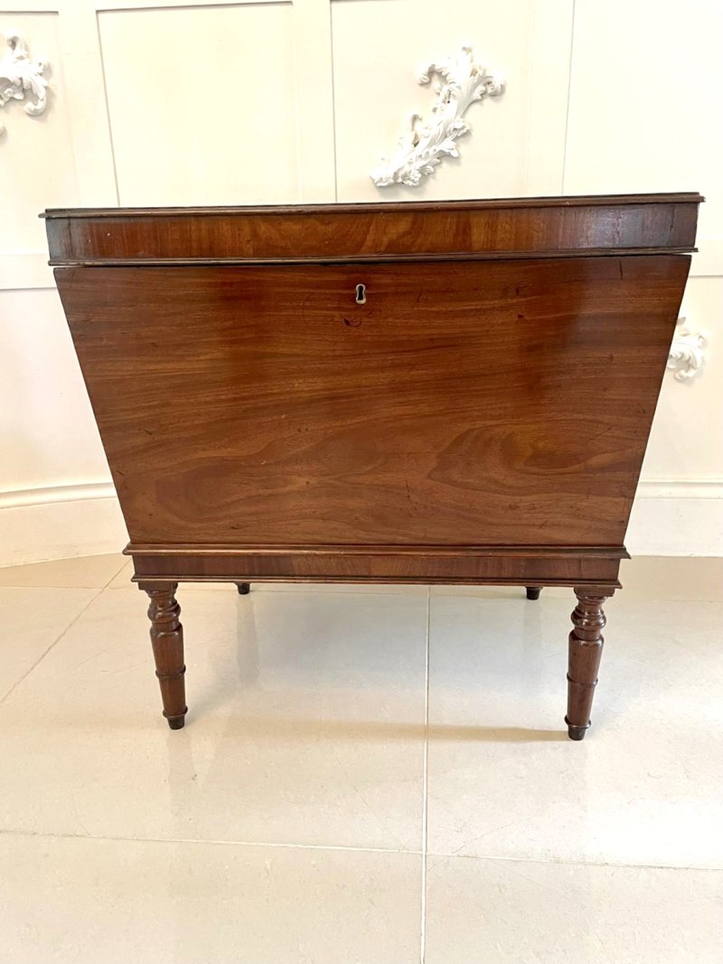 Antique Georgian Mahogany Cellarette Wine Cooler Side Table - Image 10
