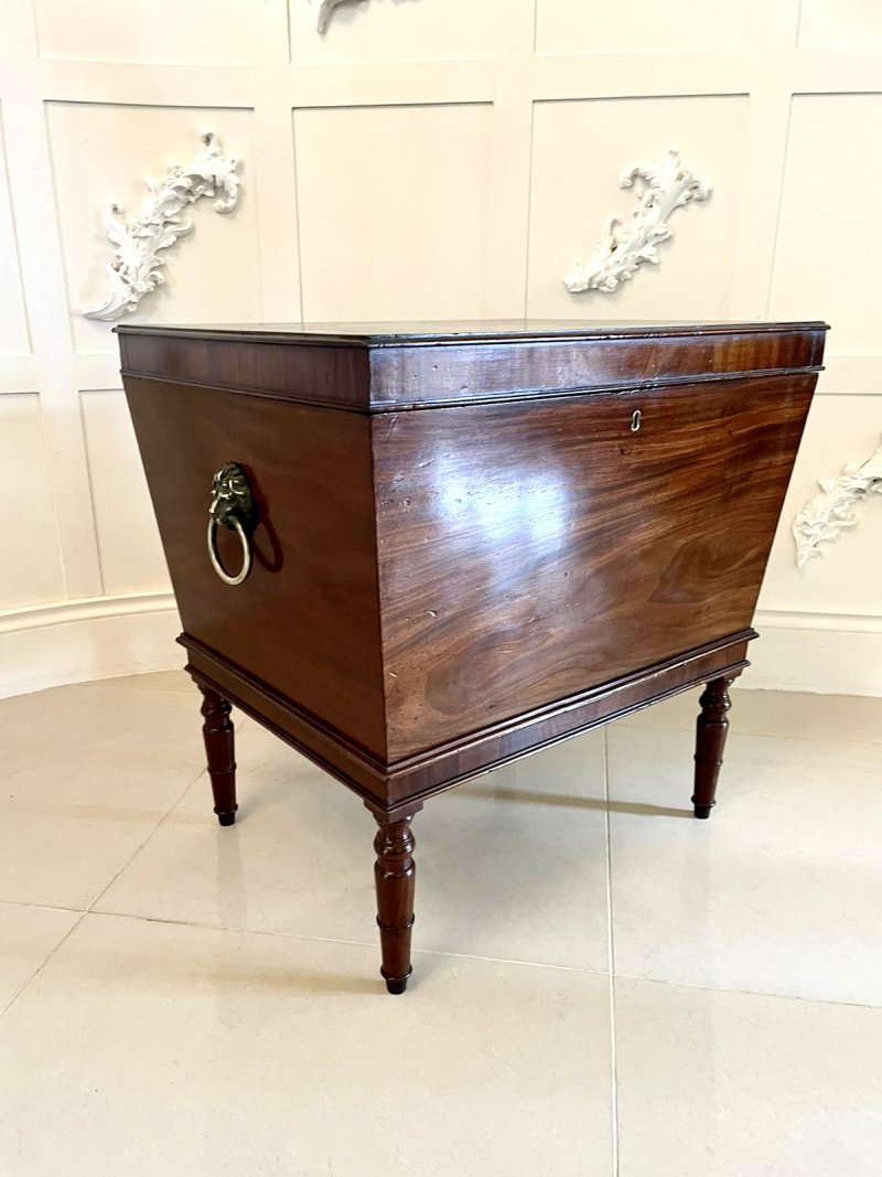 Antique Georgian Mahogany Cellarette Wine Cooler Side Table - Image 5