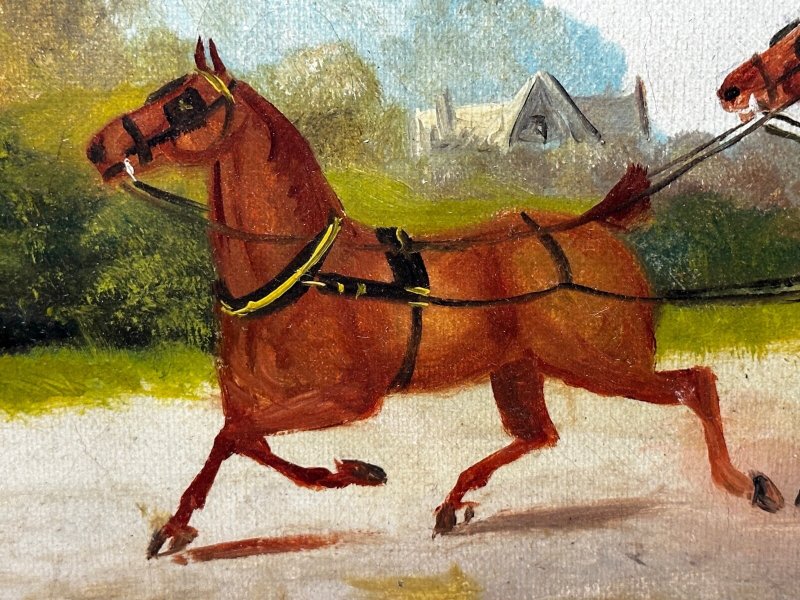 Philip H. Rideout — Going to Fair — Edwardian Horse & Carriage Painting Dated 1908 - Image 9