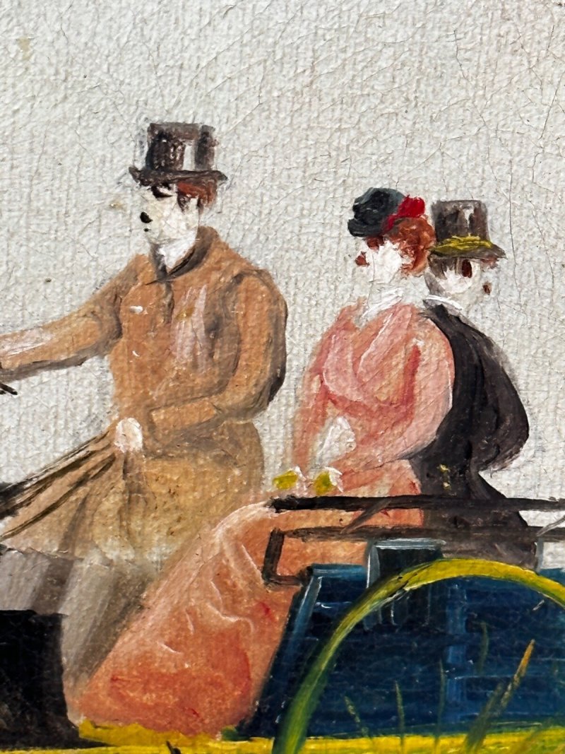 Philip H. Rideout — Going to Fair — Edwardian Horse & Carriage Painting Dated 1908 - Image 8