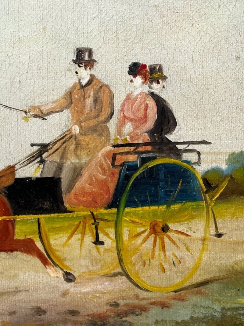 Philip H. Rideout — Going to Fair — Edwardian Horse & Carriage Painting Dated 1908 - Image 10