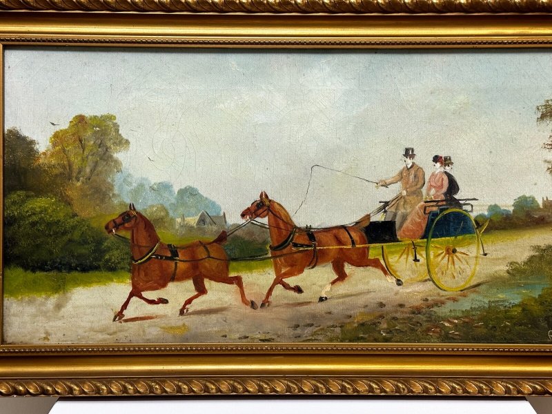Philip H. Rideout — Going to Fair — Edwardian Horse & Carriage Painting Dated 1908 - Image 12
