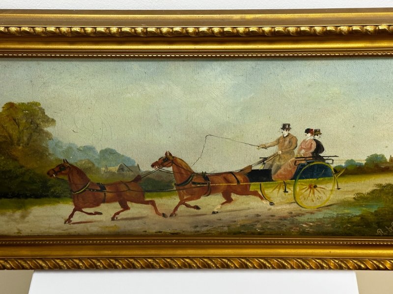 Philip H. Rideout — Going to Fair — Edwardian Horse & Carriage Painting Dated 1908 - Image 14