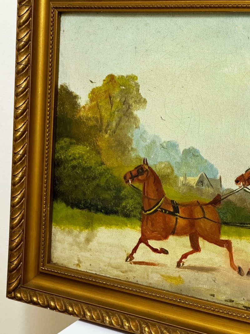 Philip H. Rideout — Going to Fair — Edwardian Horse & Carriage Painting Dated 1908 - Image 17