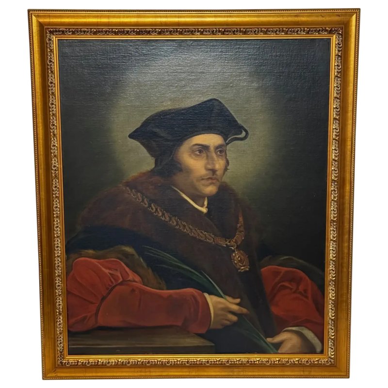 Tudor Historical Oil Portrait of Sir Thomas More Manner of Hans Holbein