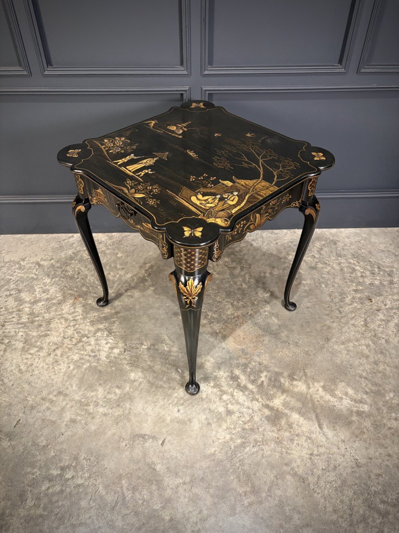 Black Lacquered Chinoiserie Occasional Table