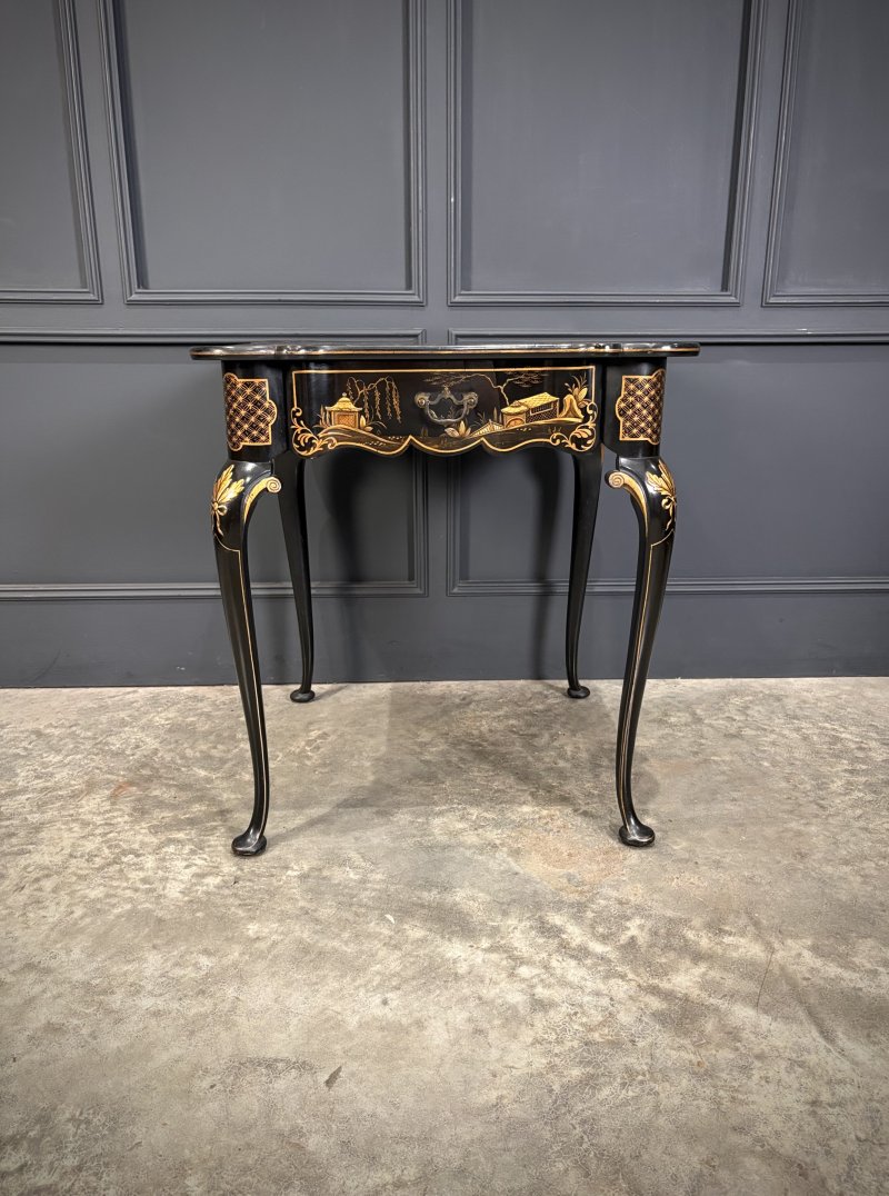 Black Lacquered Chinoiserie Occasional Table - Image 5