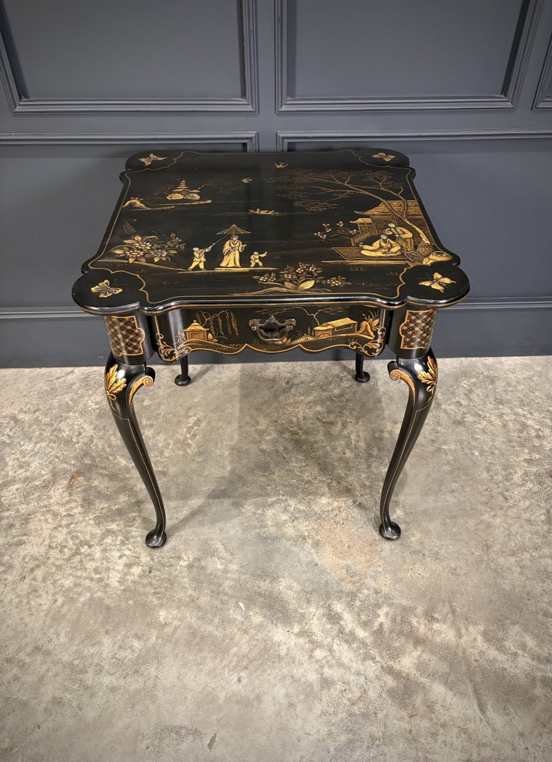 Black Lacquered Chinoiserie Occasional Table - Image 10