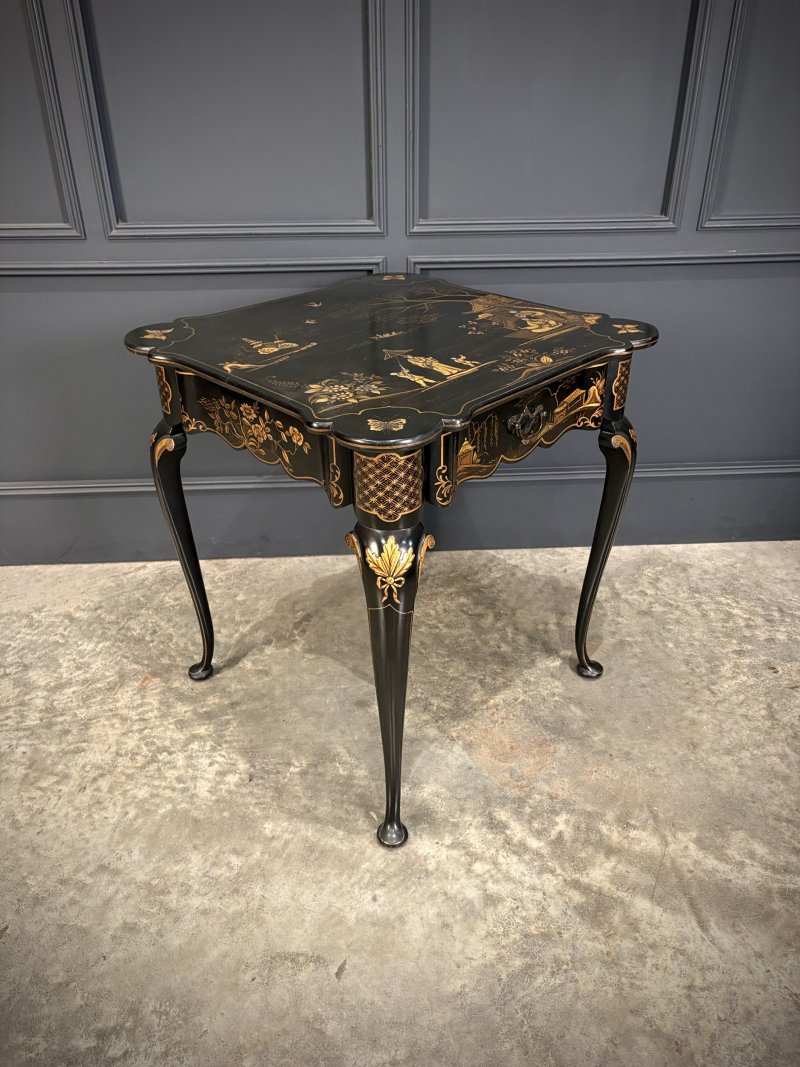 Black Lacquered Chinoiserie Occasional Table - Image 7