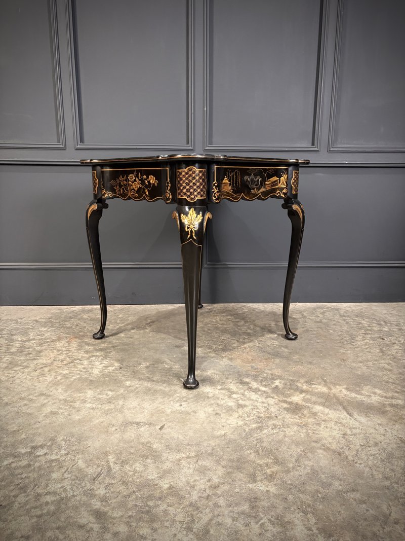 Black Lacquered Chinoiserie Occasional Table - Image 8